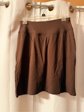 A-Line Brown Skirt with Smooth Waistband